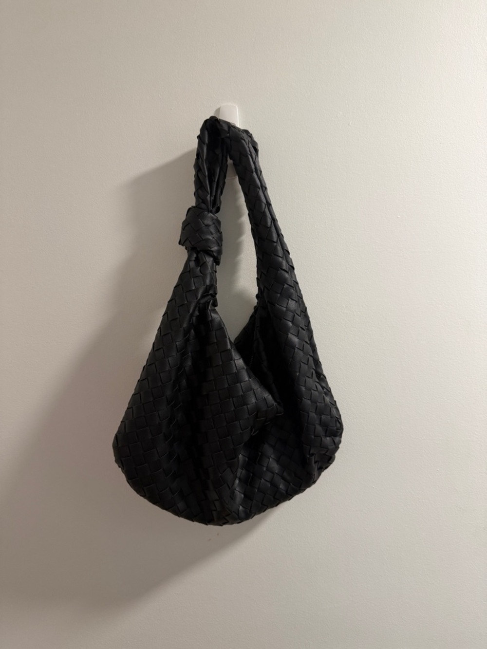 Urban Expressions Black Woven Knot-Handle Shoulder Bag
